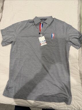 USAG (u suck at golf)Men's Gray Short-Sleeve Polo with Embroidered Sports Logo